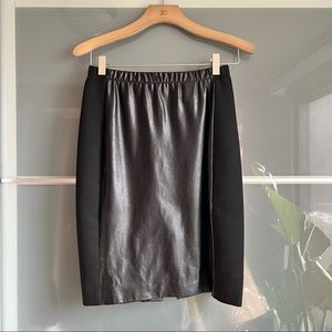 Babaton Vegan Leather Panelled Skirt